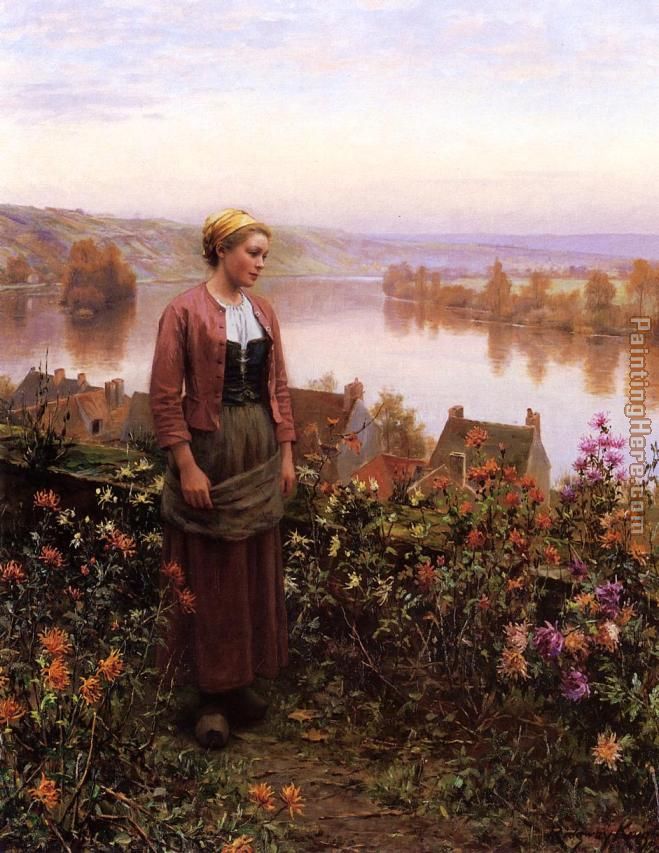 A Garden above the Seine, Rolleboise painting - Daniel Ridgway Knight A Garden above the Seine, Rolleboise art painting